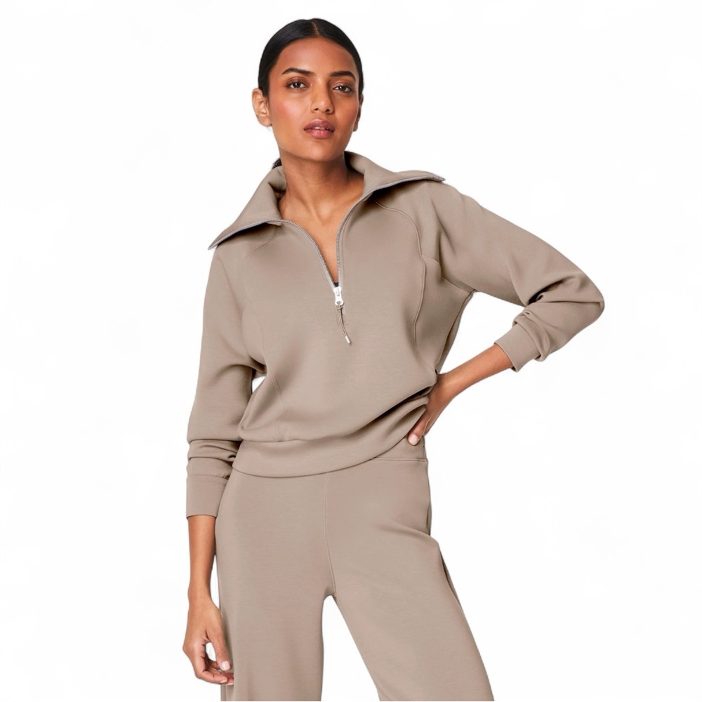 Spanx Air Essentials Half-Zip Stretch-Jersey Swea… - image 1